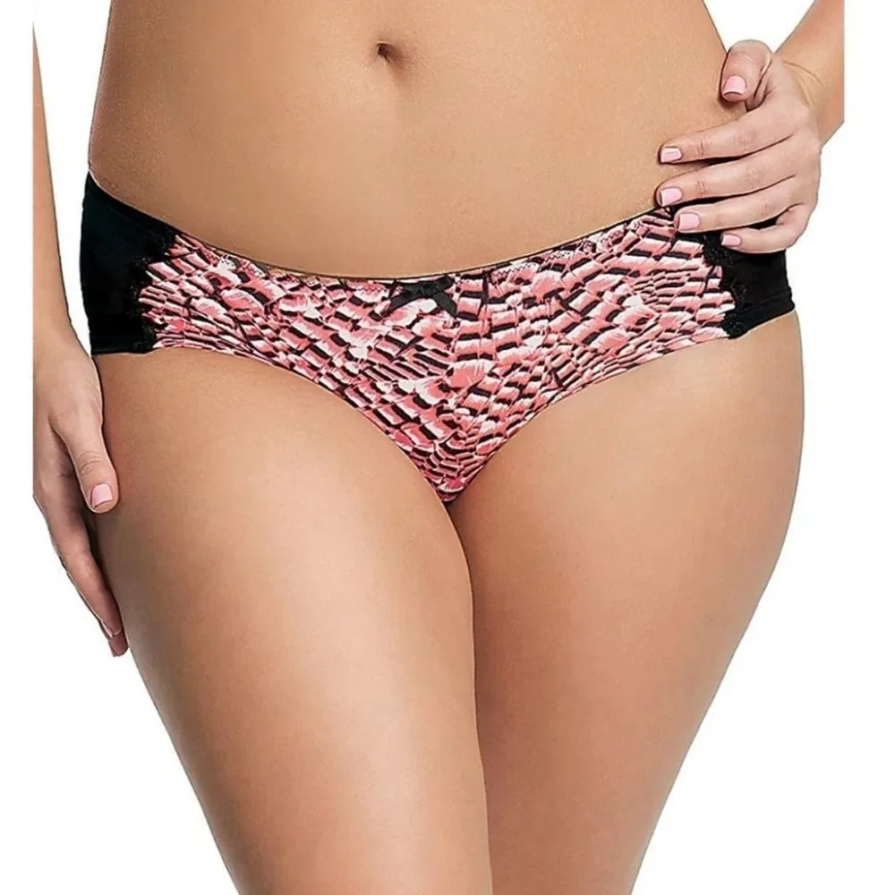 NEW NWT Sculptresse‎ by Panache 6894 Bellise Short Black/Coral Panties, size 6XL